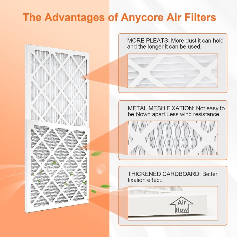 Anycore 14x14x1 Air Filter 6 Pack MERV 8 HVAC AC Furnace Pleated Air Filters for Home Office MPR 600 FPR 5 (Actual Size: 13.75x13.75x0.75 inch) - Image 4